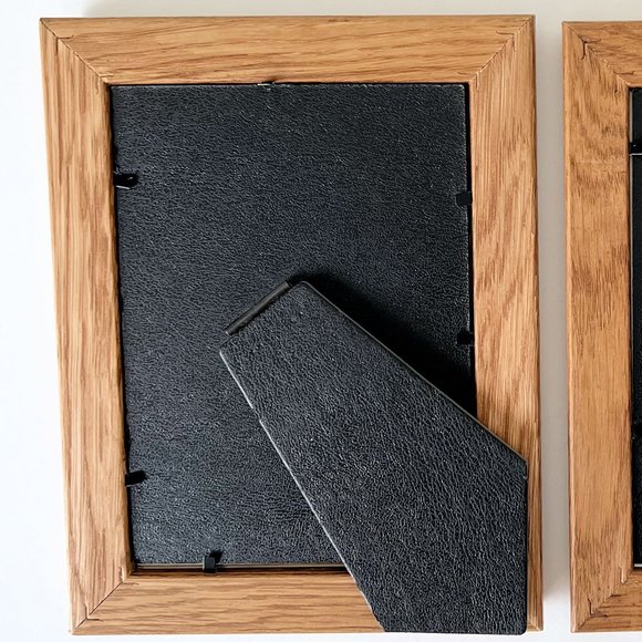 Vintage 90s Solid Oak Farmhouse Wood Picture Frames Original Glass 5x7, Set of 2 - Picture 11 of 16